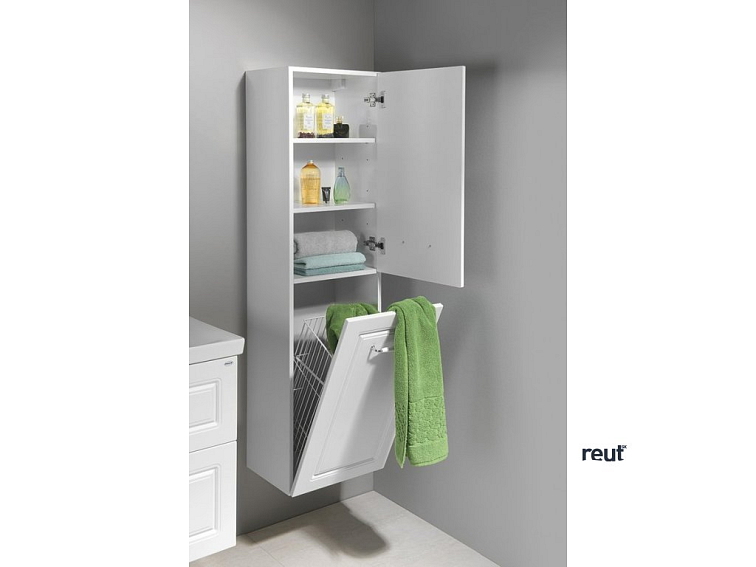 Aqualine FAVOLO skrinka vysoká s košom 40x150x31cm, biela mat FV160