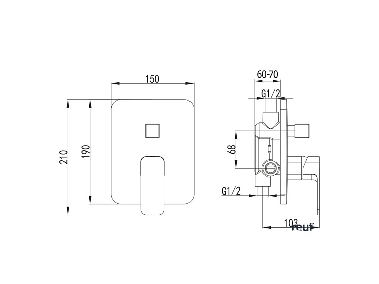 Aqualine FACTOR podomietková sprchová batéria, 2 výstupy, chróm FC642