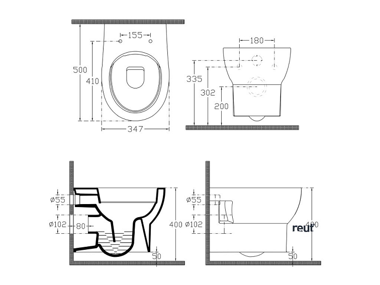 Isvea ABSOLUTE závesná WC misa, Rimless, 35x50cm, biela 10AB02002