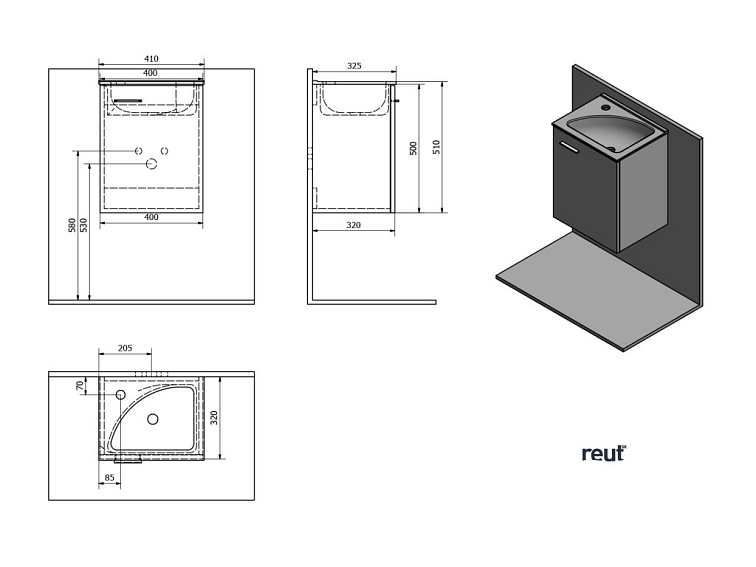 Aqualine ZOJA/KERAMIA FRESH umývadlová skrinka 40x50x32cm, dub platin 51048DP