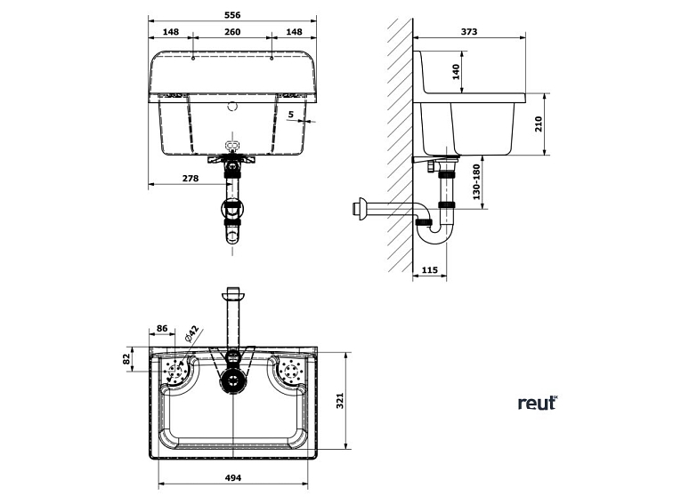 Aqualine Závesná výlevka 55x37cm, plast, biela PI5052