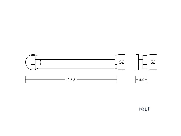Aqualine SAMBA držiak uterákov otočný dvojitý 450mm, čierna SB221