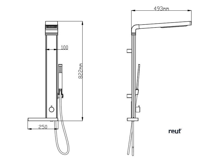 Aqualine ROME sprchový stĺp, v. 822mm, chróm SL760