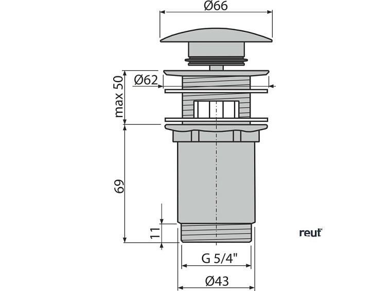 kielle Odtokové súpravy Umývadlový výpust, ClickClack, kov 30901020