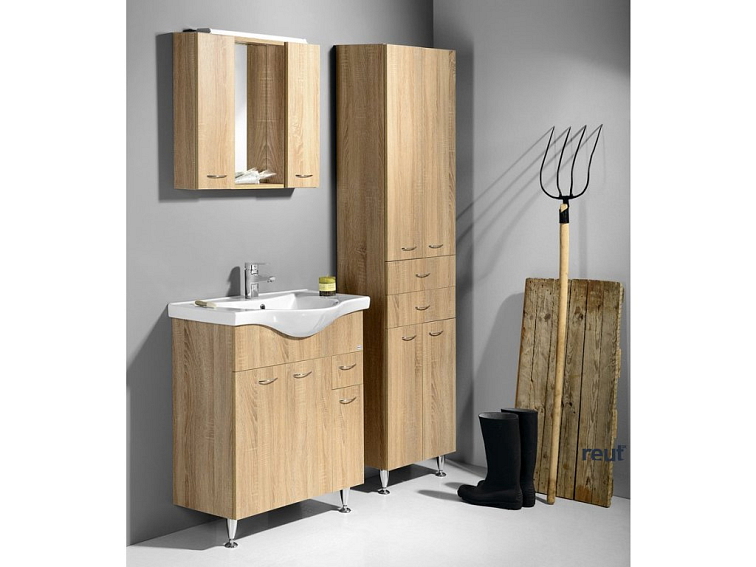 Aqualine KERAMIA FRESH umývadlová skrinka 74,5x74x34,7cm, dub platin 50083