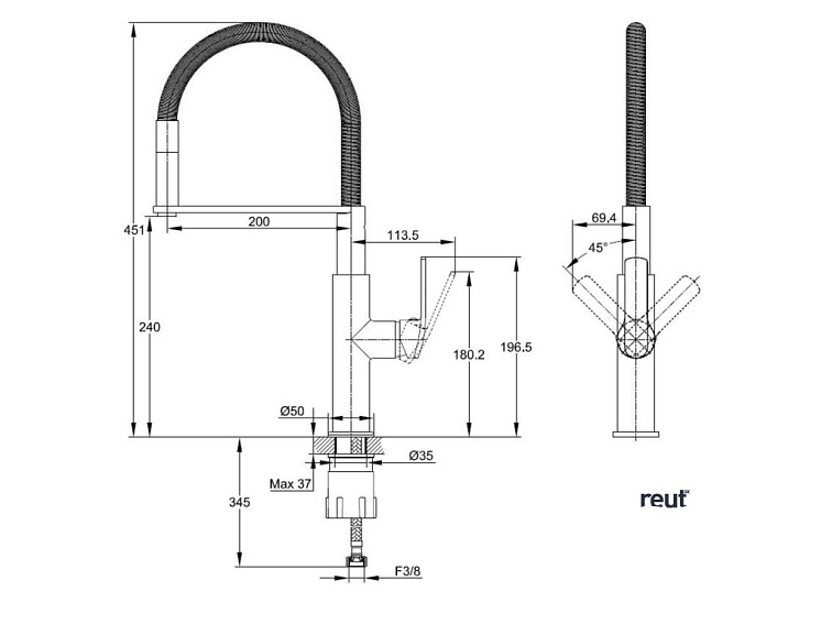 kielle Magnus Drezová batéria s flexibilným ramenom, chróm/čierna 10516110