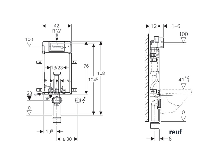 Aqualine Závesné WC Taurus s podomietkovou nádržkou a tlačidlom Geberit, biela, WC-SADA-15