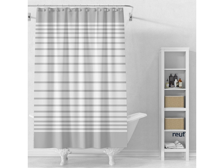 Aqualine Sprchový záves 180x180cm, vinyl, priehľadný/biely, pruhy ZV033