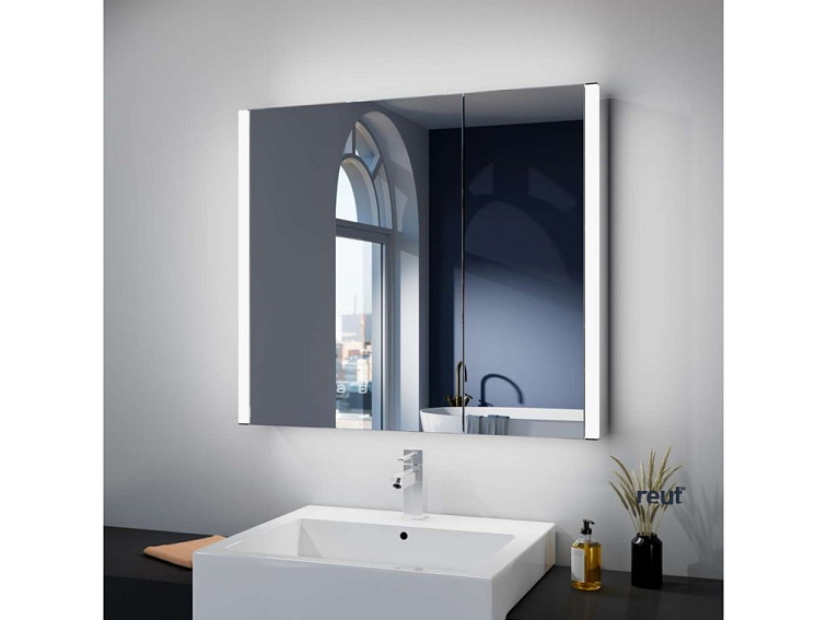 kielle Arkas I Zrkadlová skrinka s LED osvetlením, vyhrievaním a USB portom, 80x70x13 cm, biela 50111810