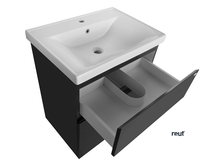 Aqualine ALTAIR umývadlová skrinka 61,5x72,5x45cm, čierna mat AI665