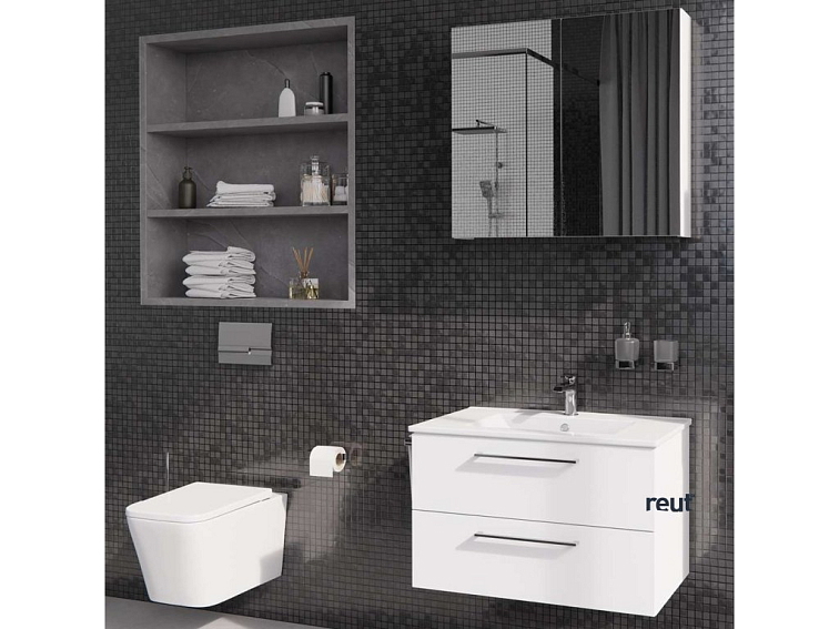 kielle Vega Skrinka vrátane umývadla, 80x55x46 cm, 2 zásuvky, lesklá biela 50018S80