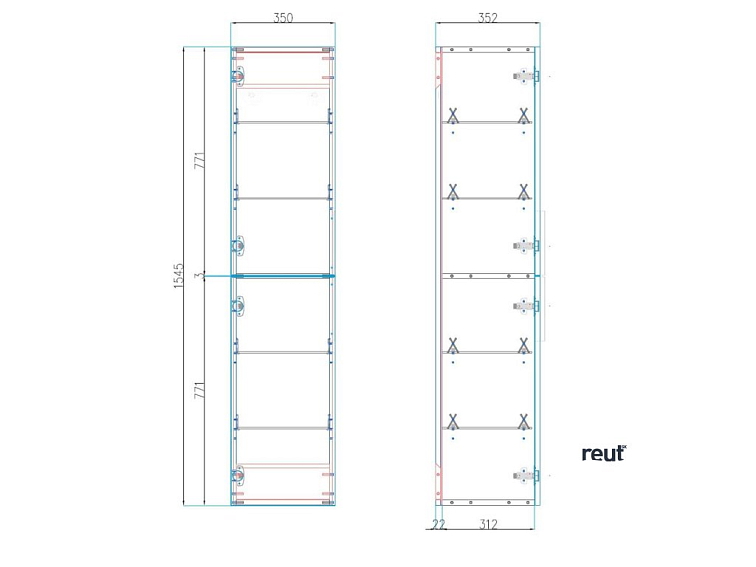 kielle Idolio Vysoká skrinka závesná 155x35x35 cm, herkules 50224013