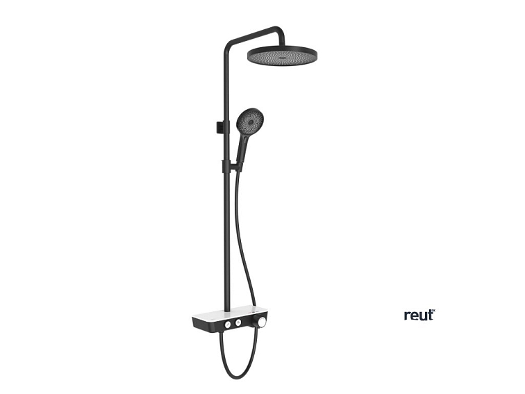 kielle Oudee Sprchový set s termostatom, 26 cm, 3 prúdy, čierna/biela 20602004