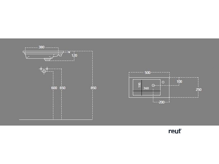 Aqualine ZUNO 50 keramické umývátko nábytkové 50x25cm, biela 9050