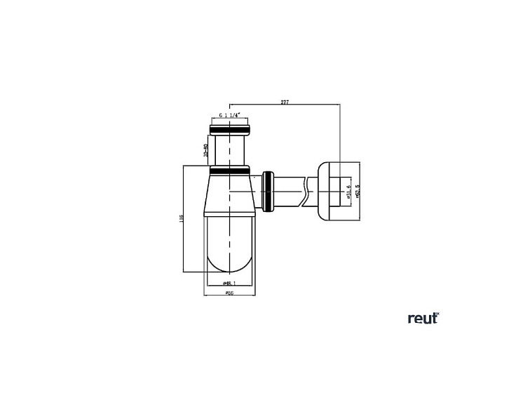 Aqualine Umývadlový sifón 5/4", odpad 32mm, chróm CV1006