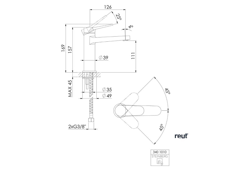 Steinberg 340 Umývadlová batéria, chróm 3 401 010