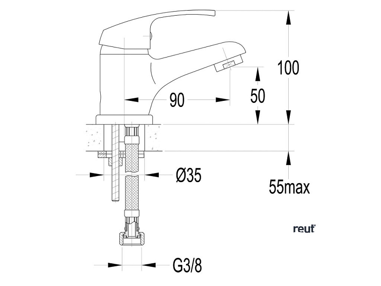 AQUALINE 35 stojánkova umývadlová batéria, chróm 52102