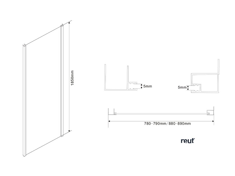 Aqualine AMADEO bočná stena 900mm, sklo Brick BTP90