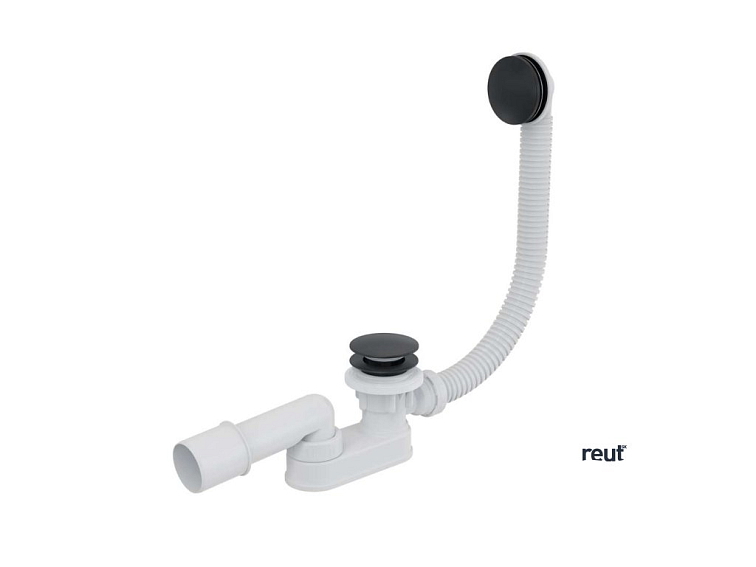 kielle Odtokové súpravy Vaňová odtoková a prepadová súprava, dĺžka 800 mm, ClickClack, kov, matná čierna 11601014