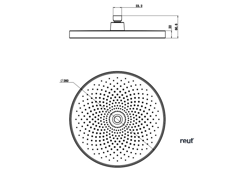 kielle Oudee Hlavová sprcha 260, 1 prúd, sprchové rameno 35 cm, matná čierna 20102SE4