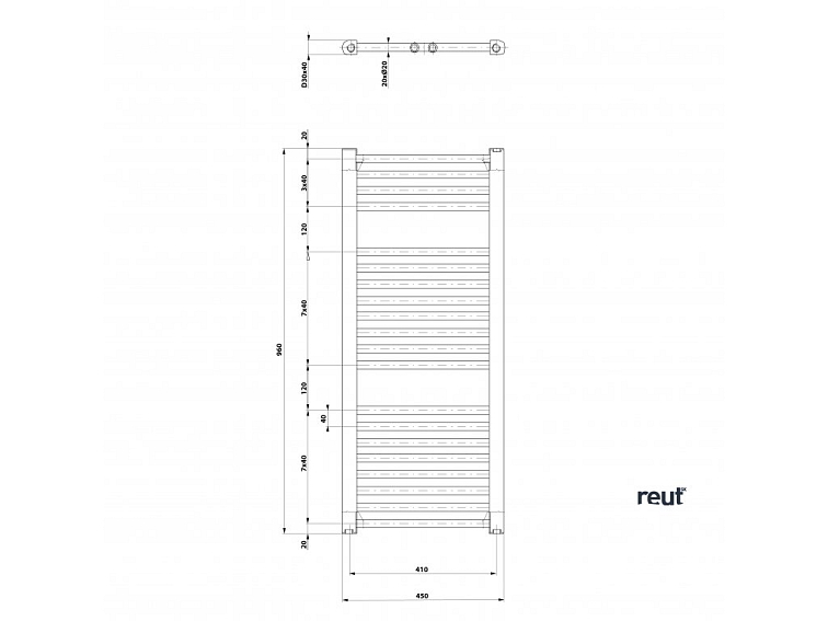 Aqualine DIRECT & ORBIT DIRECT vykurovacie teleso s bočným pripojením 450x960 mm, biela ILR94T
