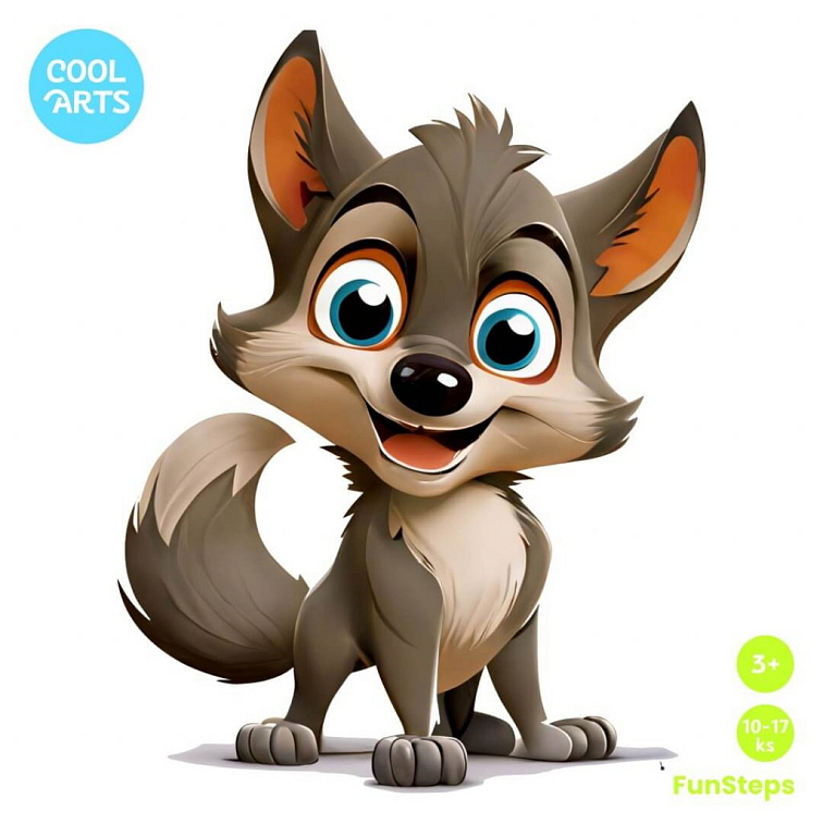 Rozjašený vlk - FunSteps (10 - 17 ks) - Drevené puzzle