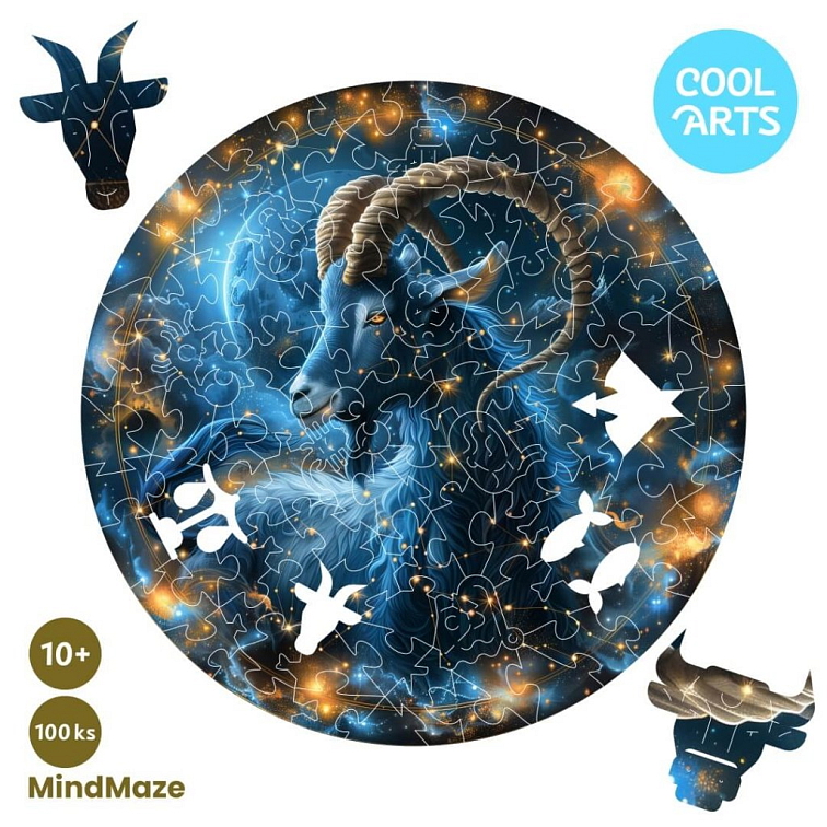 Mesačný kozorožec - Znamenie zverokruhu - MindMaze (100 ks) - Drevené puzzle