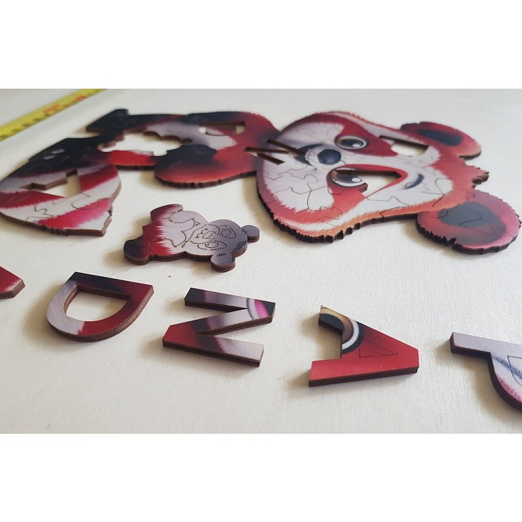 Panda červená - Séria Abeceda - Drevené puzzle