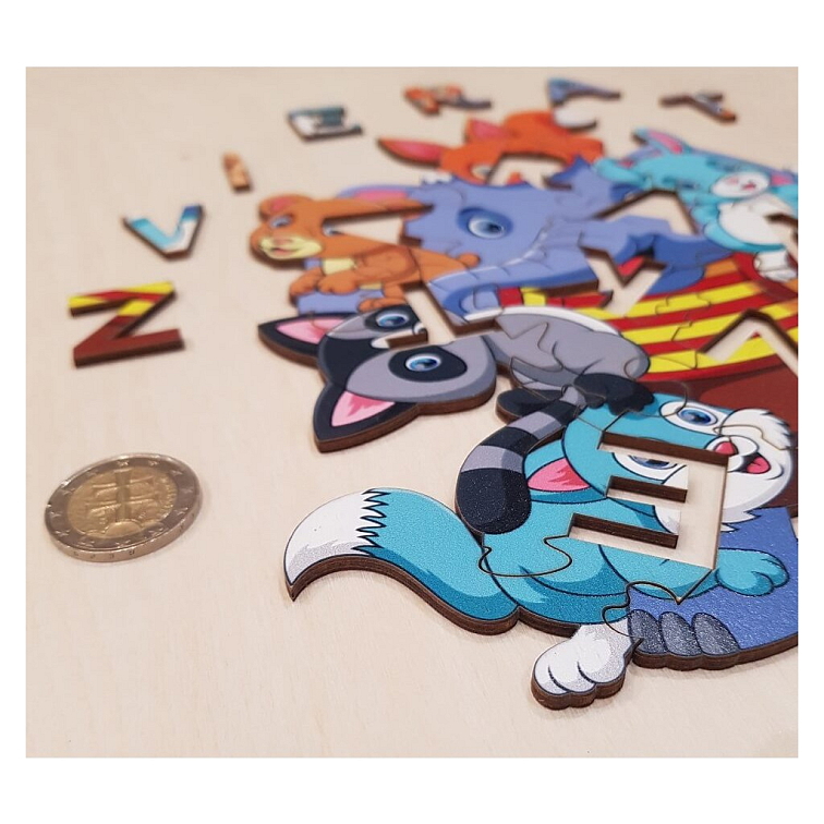 Drevené puzzle - Zvieratká - Séria Abeceda