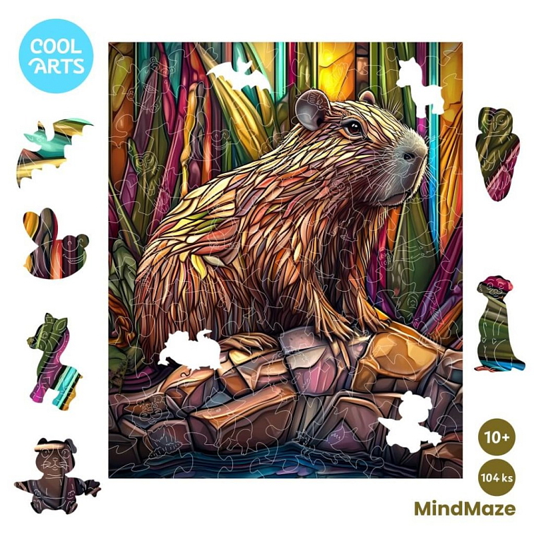 Dúhová kapybara - MindMaze (104 ks) - Drevené puzzle