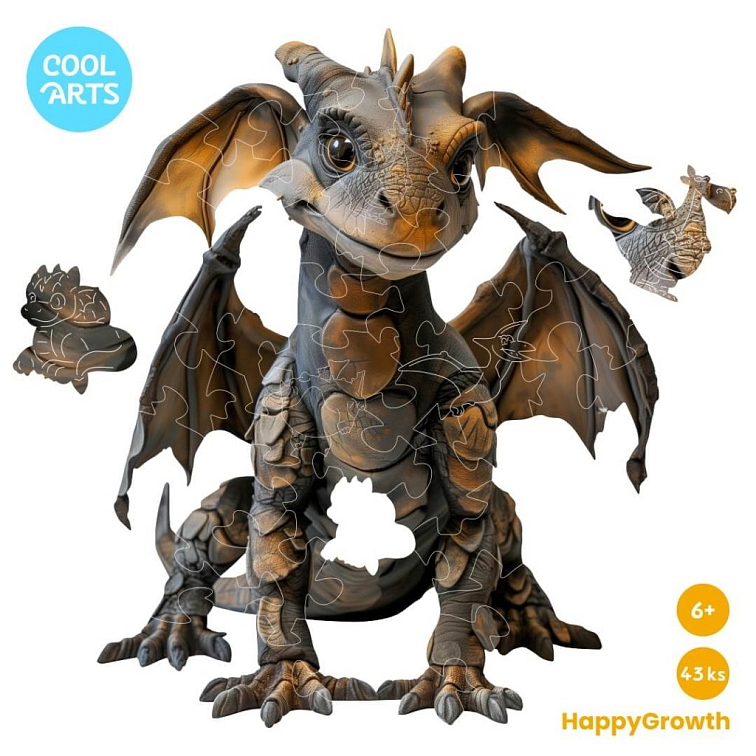 Jemná dračica - HappyGrowth (30 - 49 ks) - Drevené puzzle