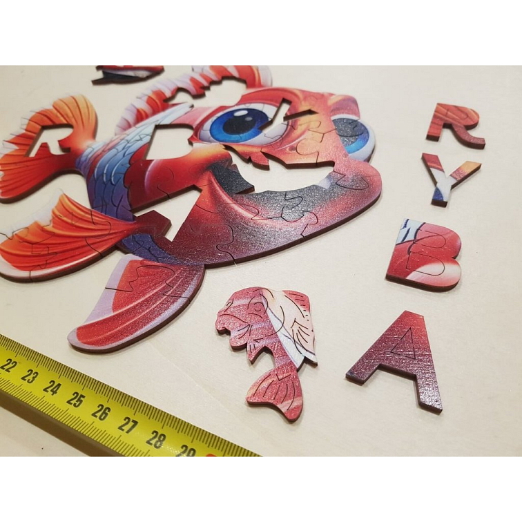 Červená ryba - Séria Abeceda - Drevené puzzle - CoolArts