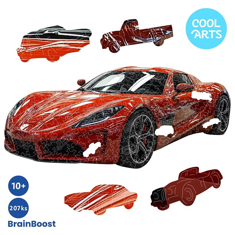 Športové auto - (207 ks) BrainBoost - Drevené puzzle