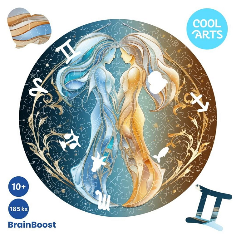 Blíženci ohňa a ľadu - Znamenie zverokruhu - (185ks) BrainBoost - Drevené puzzle