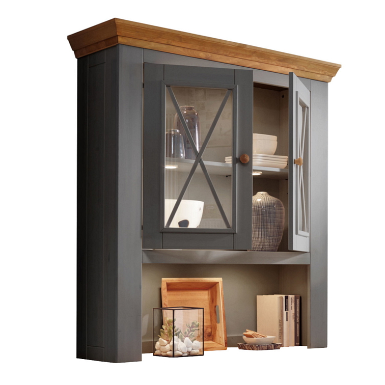 Nástavec ke komodě z masivu borovice MARTA II, Grafit 108 cm