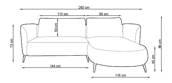 Rohová sedací souprava ANCONA, 260 cm