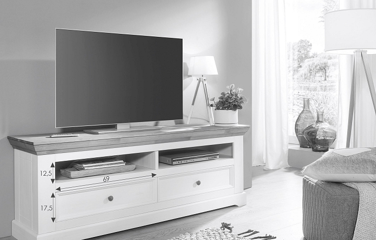 Televizní skříňka z masivu borovice MARTA, Grafit 169 cm