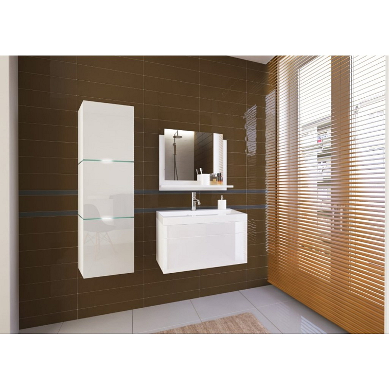 Koupelnová stěna + umyvadlo SIMA 3 - Bílý lesk