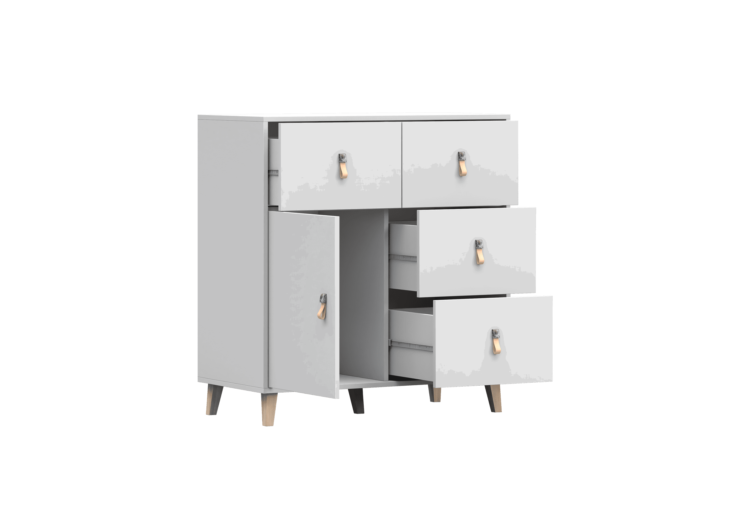 Komoda FIGO 4S1D 03, 90 cm Bílá