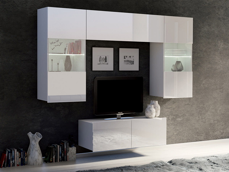 Obývací stěna LORONA 10, Bílá 195 cm