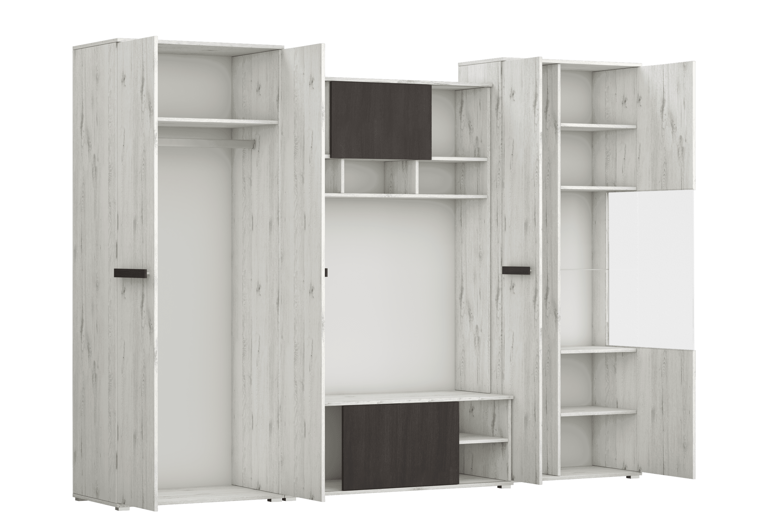 Obývací stěna Viva - Dub bílý / Černá borovice