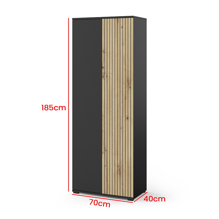 Šatní skříň JOEY 70 cm, Černá/Dub Artisan