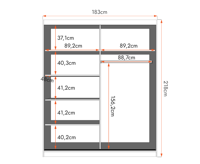 Šatní skříň Bella (183 cm)