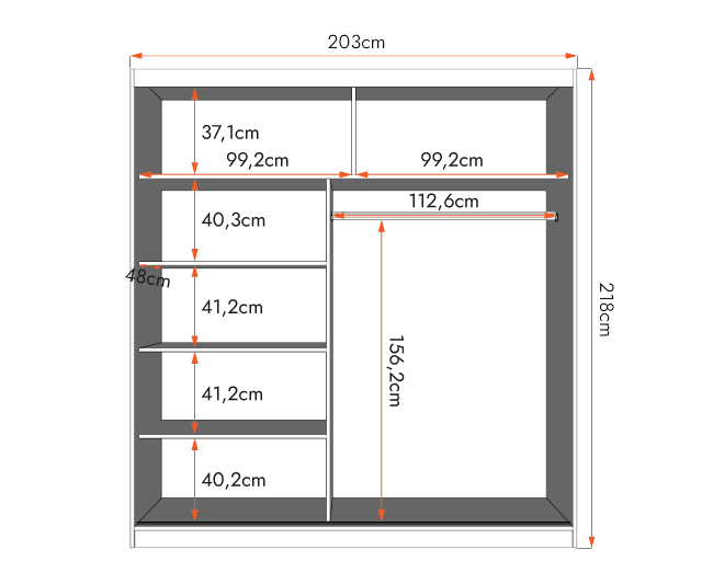 Šatní skříň MULTI 35, 203 cm