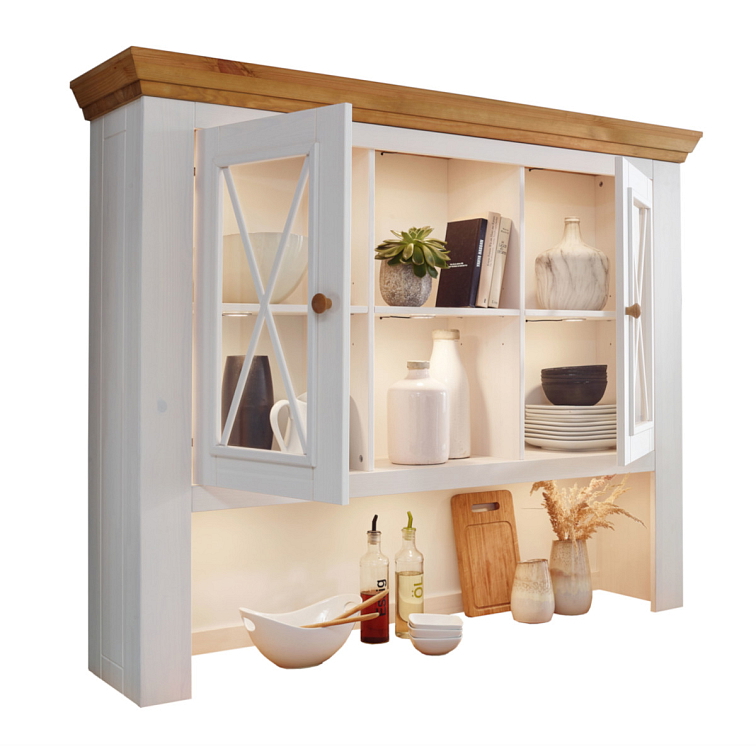 Nástavec ke komodě z masivu borovice MARTA III, Bílá 148 cm