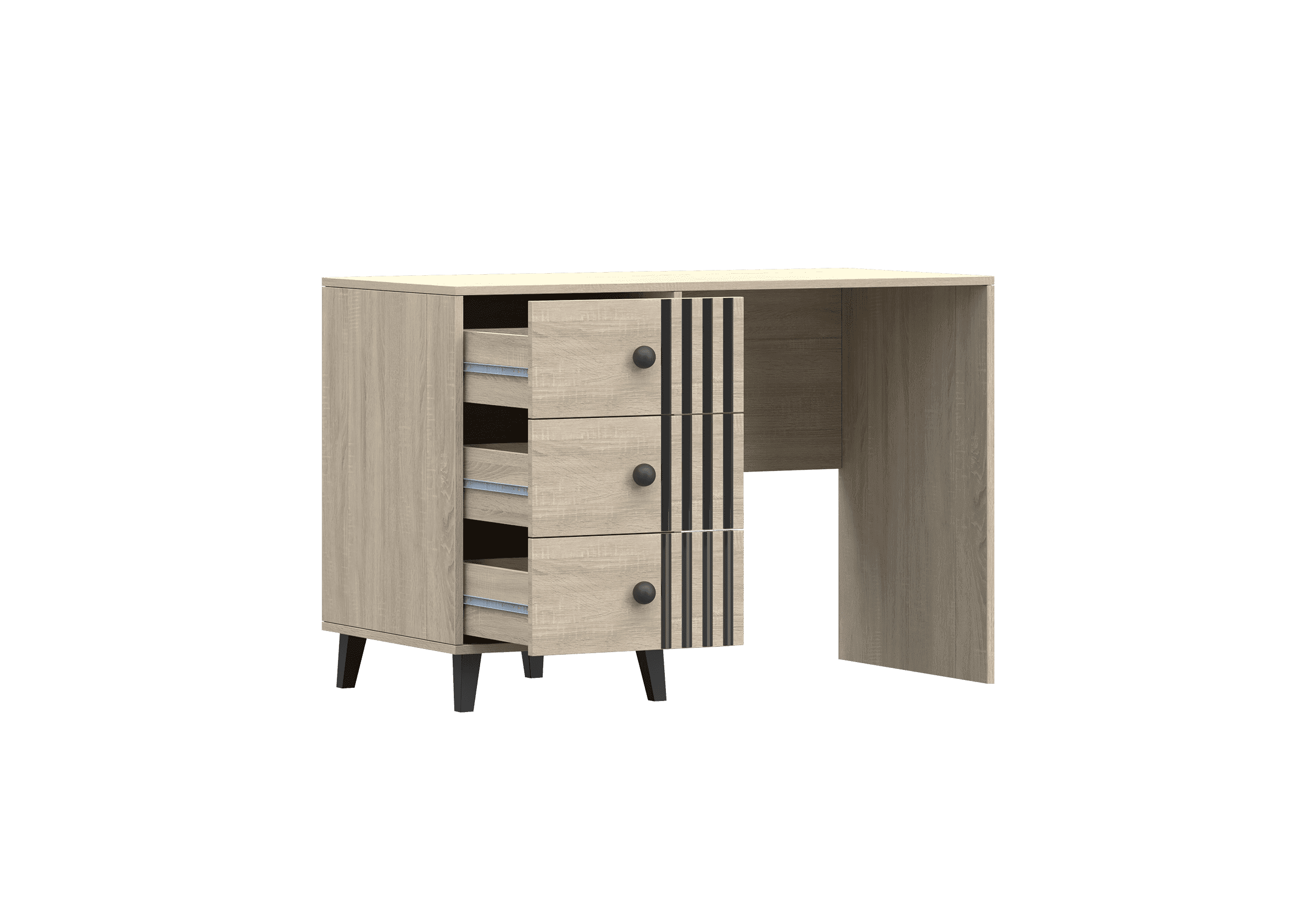 Psací stůl FOX 08, 110 cm Dub Sonoma/Černá