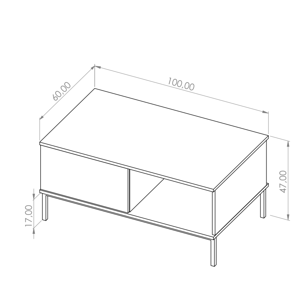 Konferenční stůl QUER, Bílá 100 cm