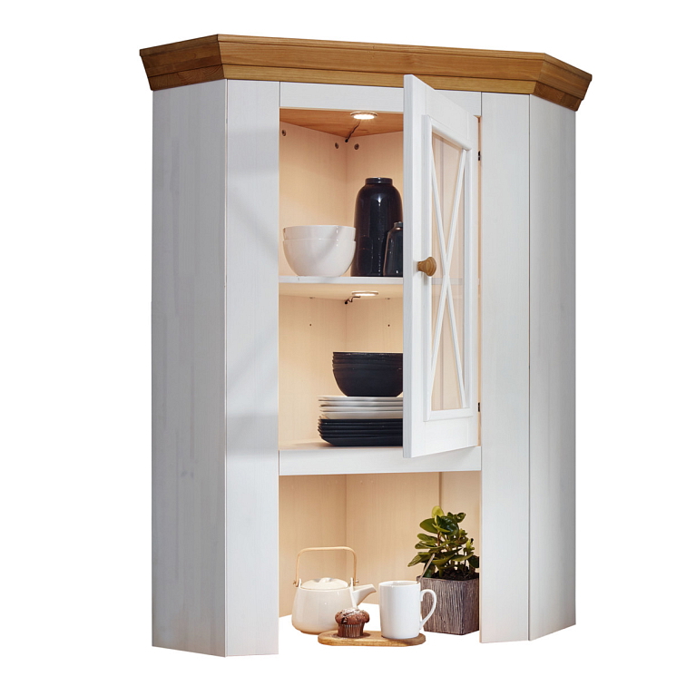 Nástavec k rohové komodě z masivu borovice MARTA I, Bílá 94 cm