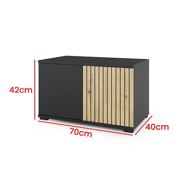 Botník JOEY s věšákem 70 cm, Černá/Dub Artisan