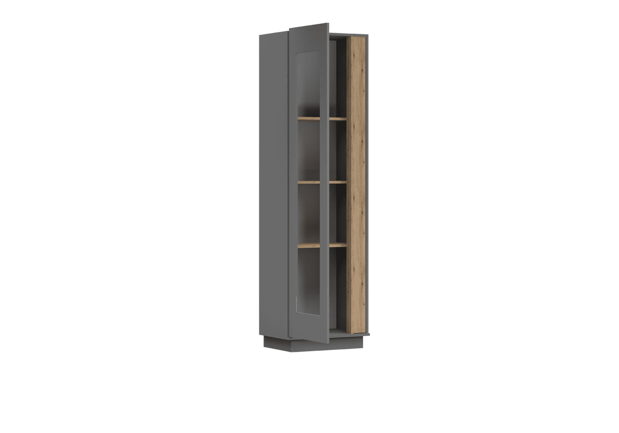 Vitrínová skříň GREY II 1D 02, 58 cm Šedá/Dub Artisan